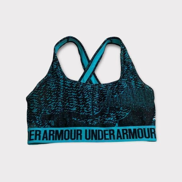 Under Armour Turquoise Bold Print Activewear Firm Sport Bra - Picture 1 of 5